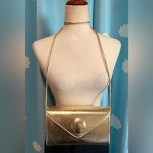 Vintage Ande gold rounded crossbody bag purse.